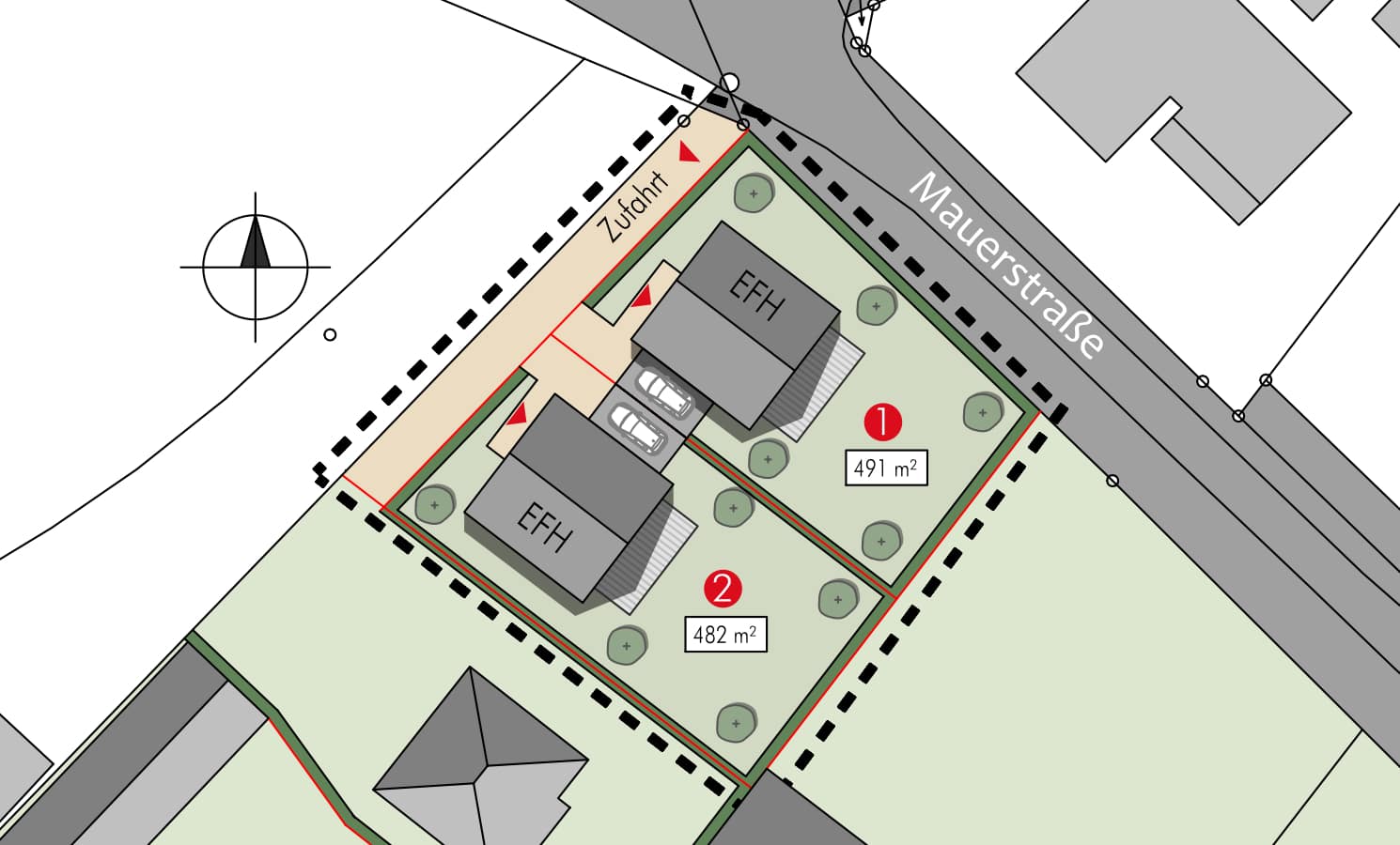 Lageplan unserer Baugebietes in der Mauerstraße in Lage